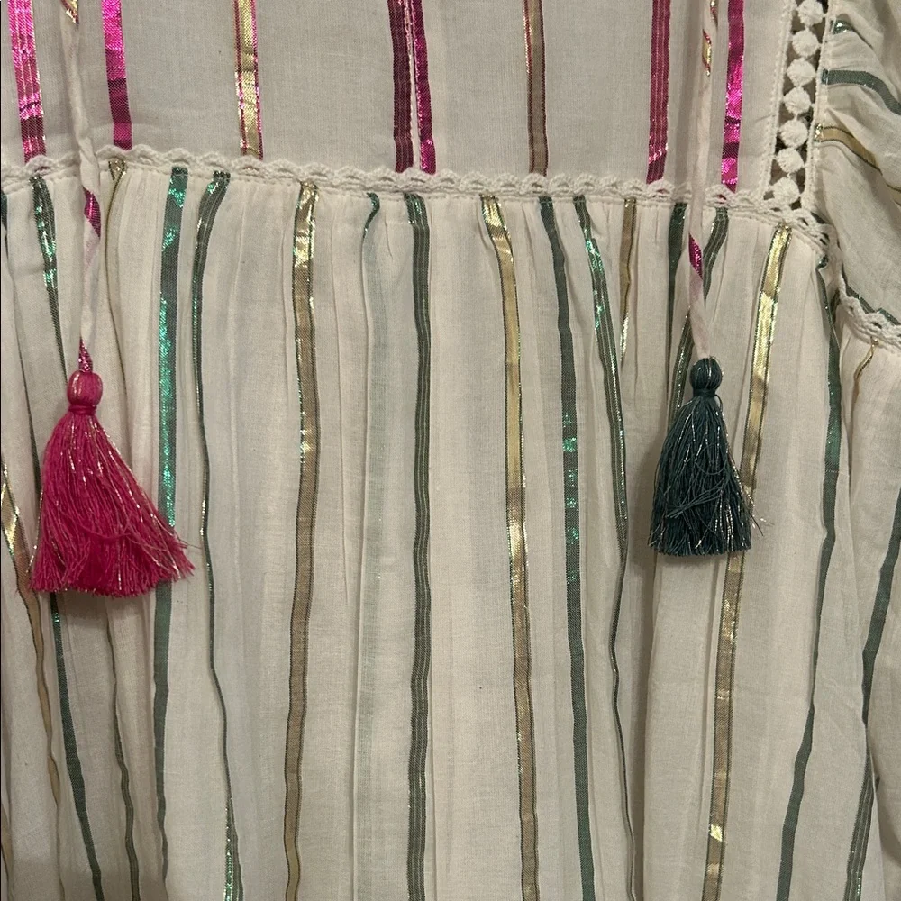 Yo Baby Pink, Green and Gold Stripe Dress